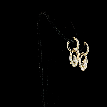 2.31 CTTW Pear Lab Grown Diamond Hanging Earring Size 27.22 (E Color and VS1 Clarity)