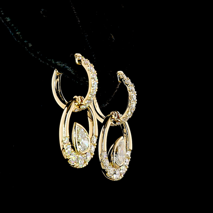 2.31 CTTW Pear Lab Grown Diamond Hanging Earring Size 27.22 (E Color and VS1 Clarity)