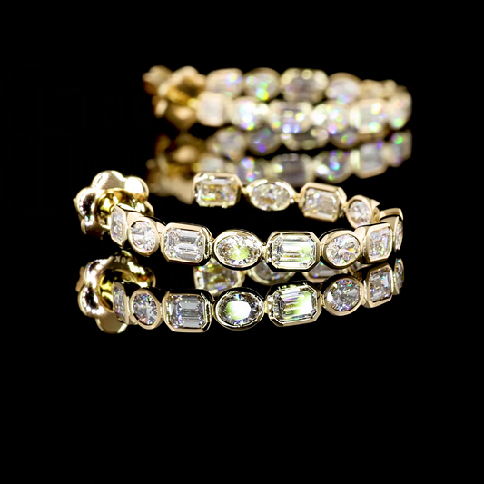 3.83 CTTW Emerald Lab Grown Diamond C Hoops Earring Size 28 (F Color and VS2 Clarity)