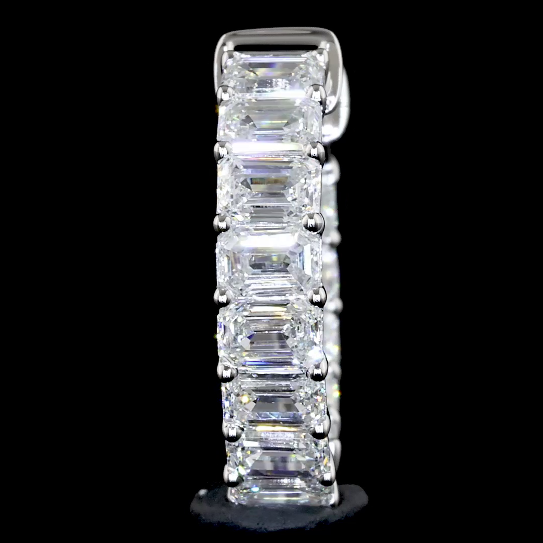 1.95 CTTW Emerald Lab Diamond Huggies Earring 14mm 14k White Gold (F/E Color and VS1/VS Clarity)
