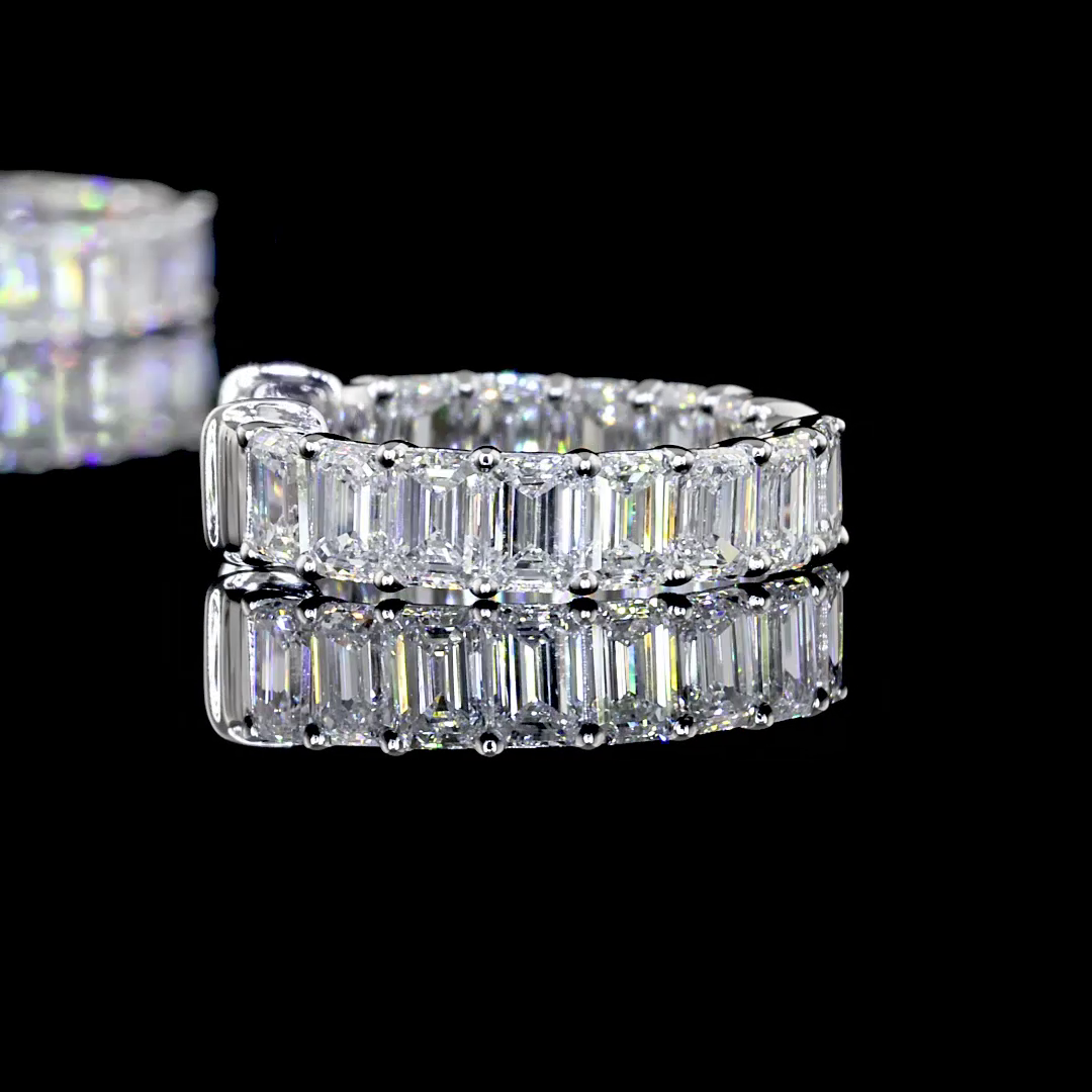 1.95 CTTW Emerald Lab Diamond Huggies Earring 14mm 14k White Gold (F/E Color and VS1/VS Clarity)