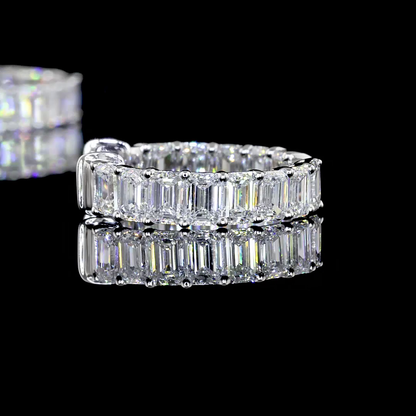 1.95 CTTW Emerald Lab Diamond Huggies Earring 14mm 14k White Gold (F/E Color and VS1/VS Clarity)