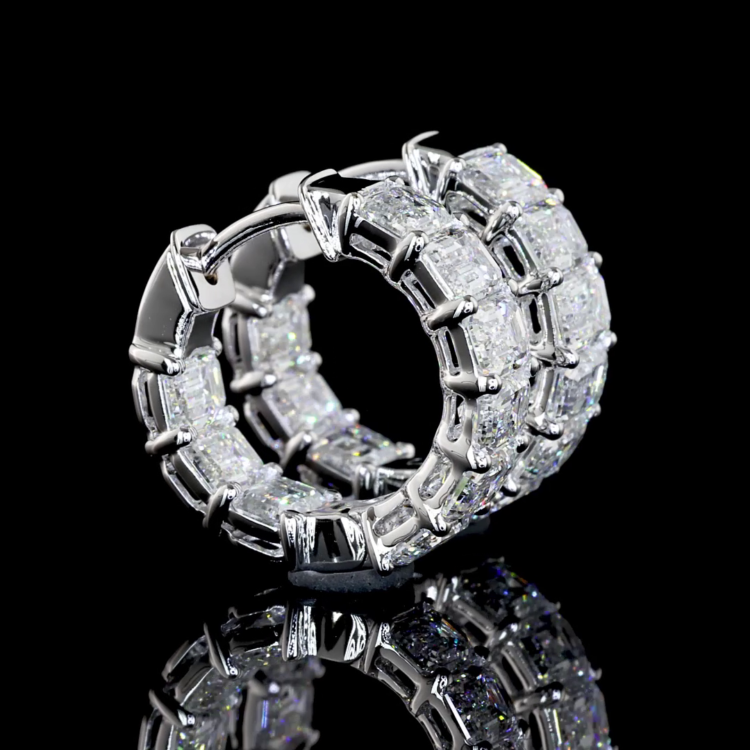 3.13 CTTW Emerald Lab Diamond Huggies Earring 14.75mm 14k White Gold F Color and VS1 Clarity jewelry-spot-usa