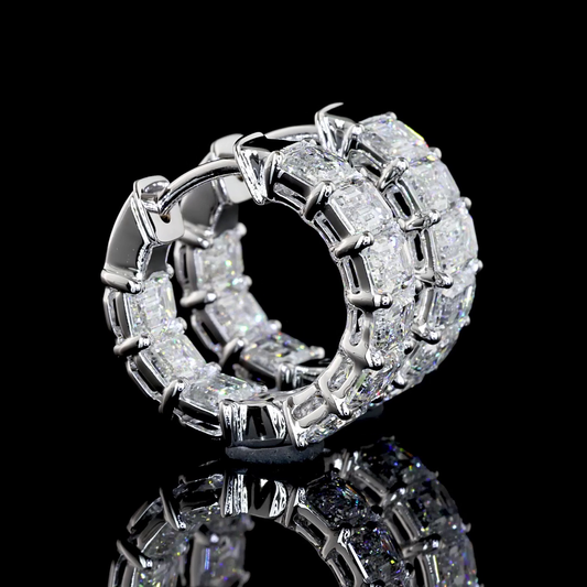 3.13 CTTW Emerald Lab Diamond Huggies Earring 14.75mm 14k White Gold F Color and VS1 Clarity jewelry-spot-usa