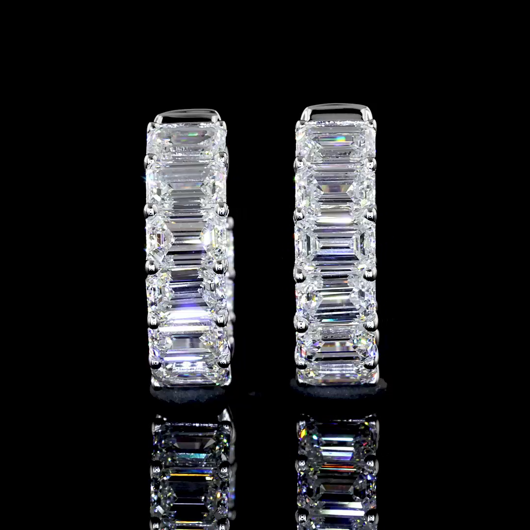 3.13 CTTW Emerald Lab Diamond Huggies Earring 14.75mm 14k White Gold F Color and VS1 Clarity jewelry-spot-usa