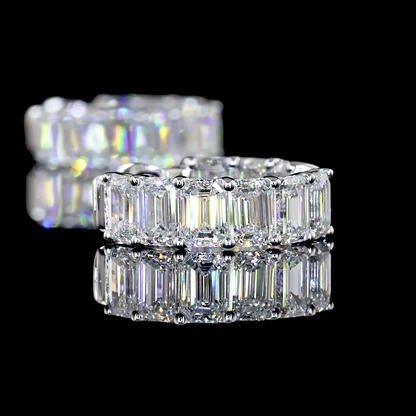 3.13 CTTW Emerald Lab Diamond Huggies Earring 14.75mm 14k White Gold F Color and VS1 Clarity jewelry-spot-usa