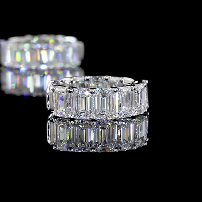4.10 CTTW Emerald Lab Diamond Huggies Earring (F Color and VS2 Clarity)