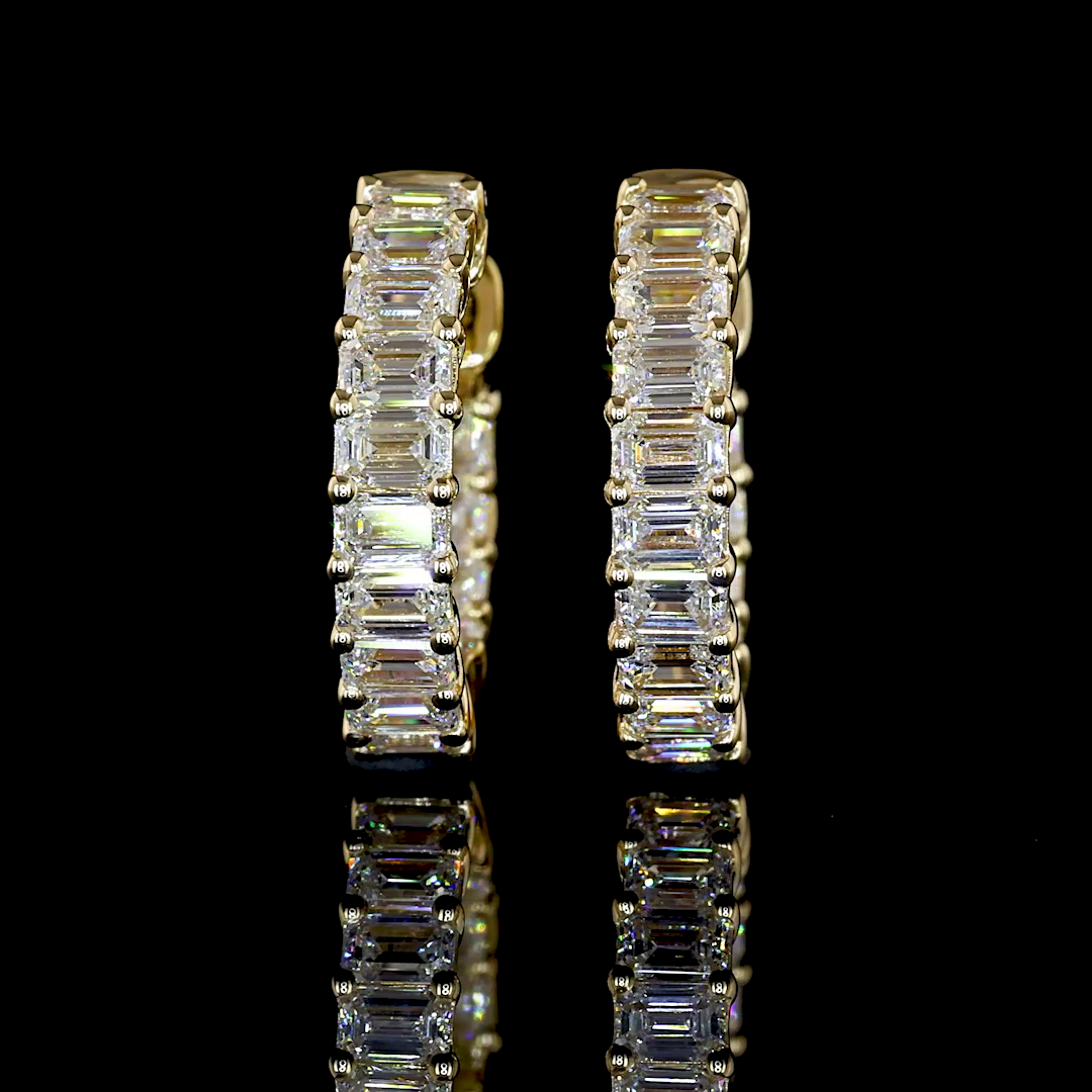 1.51 CTTW Emerald Lab Grown Diamond Huggies Earring 14.4mm (E Color and VS1 Clarity)
