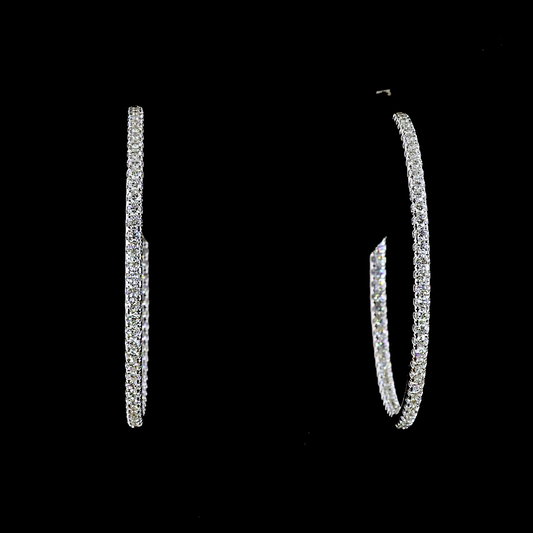 3.16 CTTW Round Lab Grown Diamond Hoops Earring 308mm (E Color and VS1 Clarity)