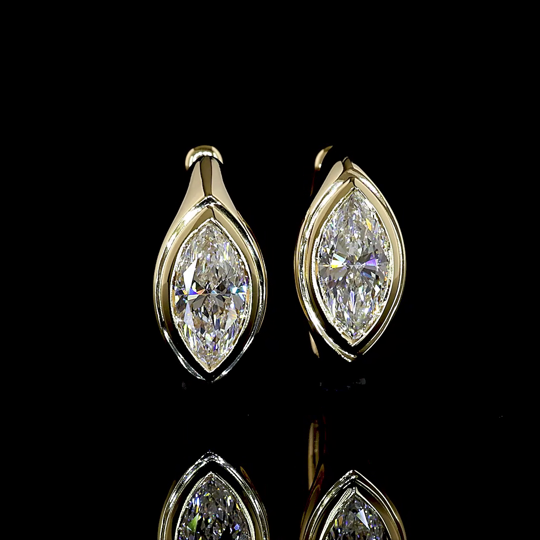 1.06 CTTW Marquise Lab Grown Diamond Huggies Earring (E Color and VS1 Clarity)