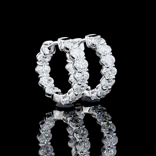 1.97 CTTW Oval Lab Diamond Huggies Earring 14k White Gold (E/F Color and VS/VS1/VS2 Clarity)
