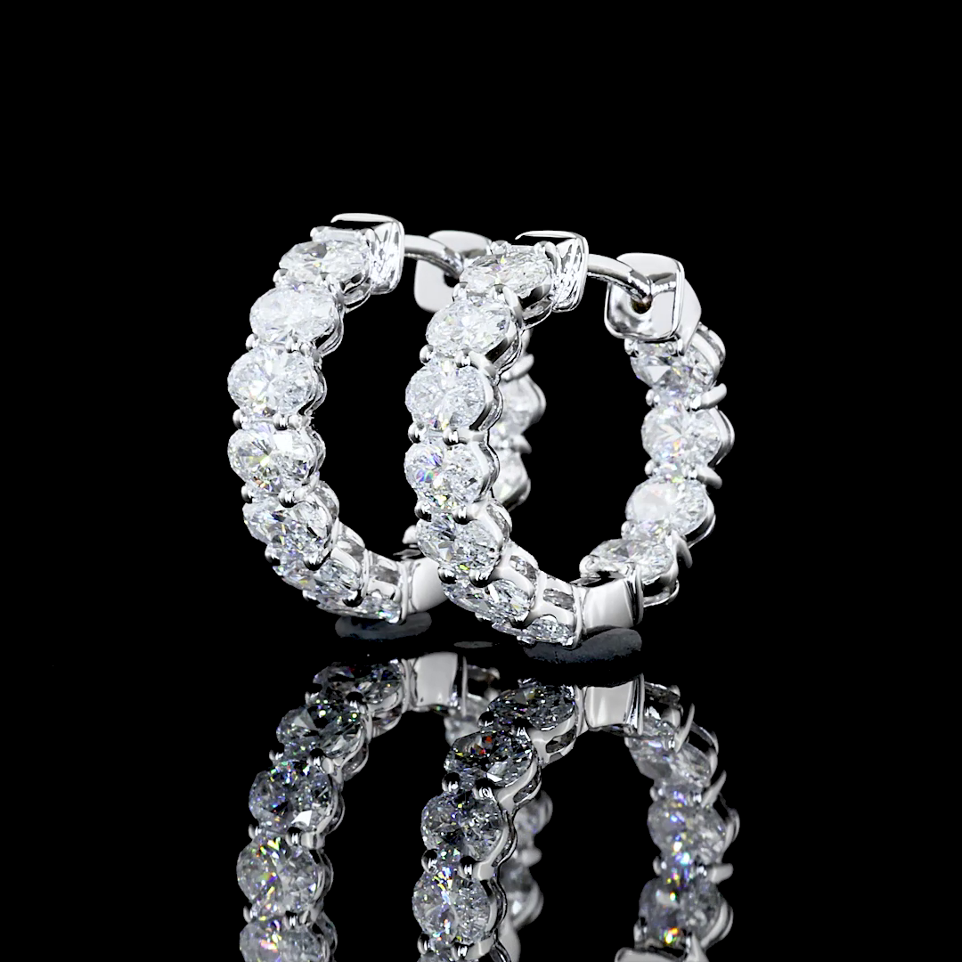 1.97 CTTW Oval Lab Diamond Huggies Earring 14k White Gold (E/F Color and VS/VS1/VS2 Clarity)