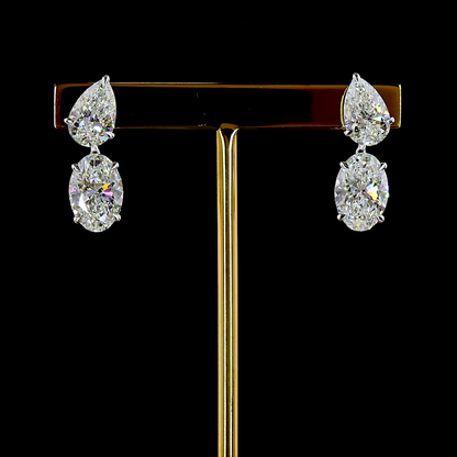 8.13 CTTW Oval Lab Grown Diamond Hanging Earring Size 22 (F Color and VS1 Clarity)