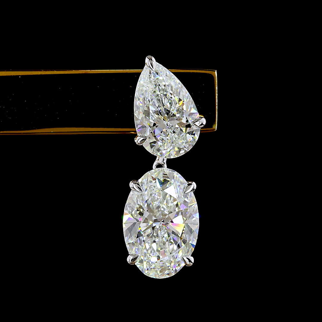 8.13 CTTW Oval Lab Grown Diamond Hanging Earring Size 22 (F Color and VS1 Clarity)