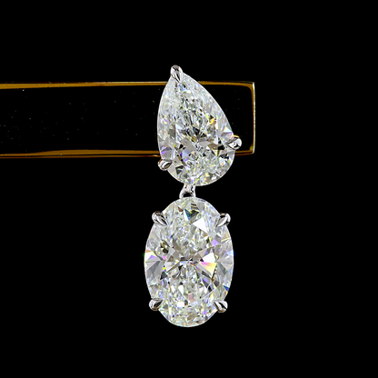 8.13 CTTW Oval Lab Grown Diamond Hanging Earring Size 22 (F Color and VS1 Clarity)