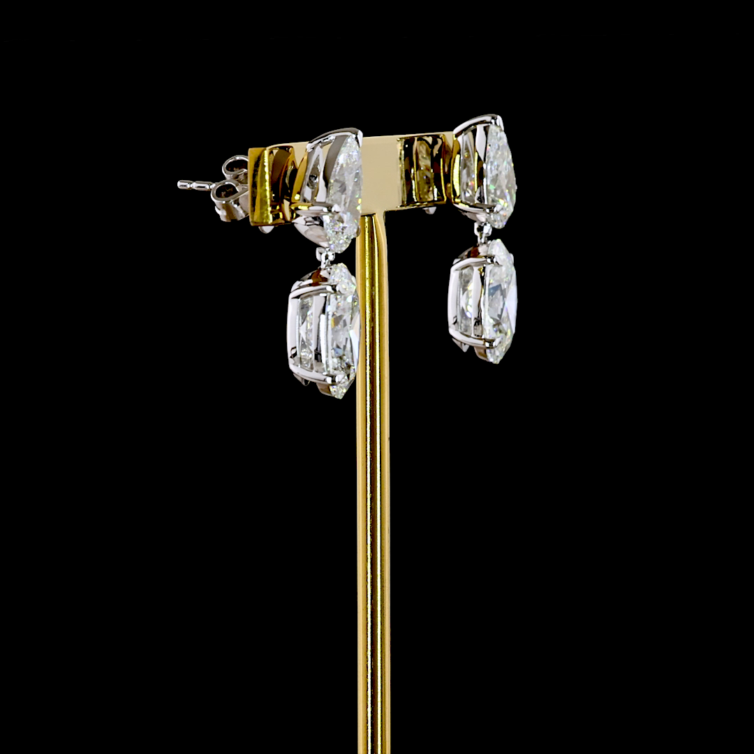 8.13 CTTW Oval Lab Grown Diamond Hanging Earring Size 22 (F Color and VS1 Clarity)