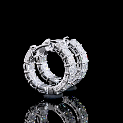 1.95 CTTW Emerald Lab Diamond Huggies Earring 13.32mm 14k White Gold E Color and VS Clarity jewelry-spot-usa