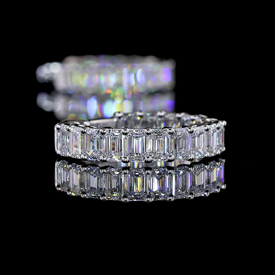 3.28 CTTW Emerald Lab Grown Diamond Huggies Earring 19.35mm (E Color and VS1 Clarity)