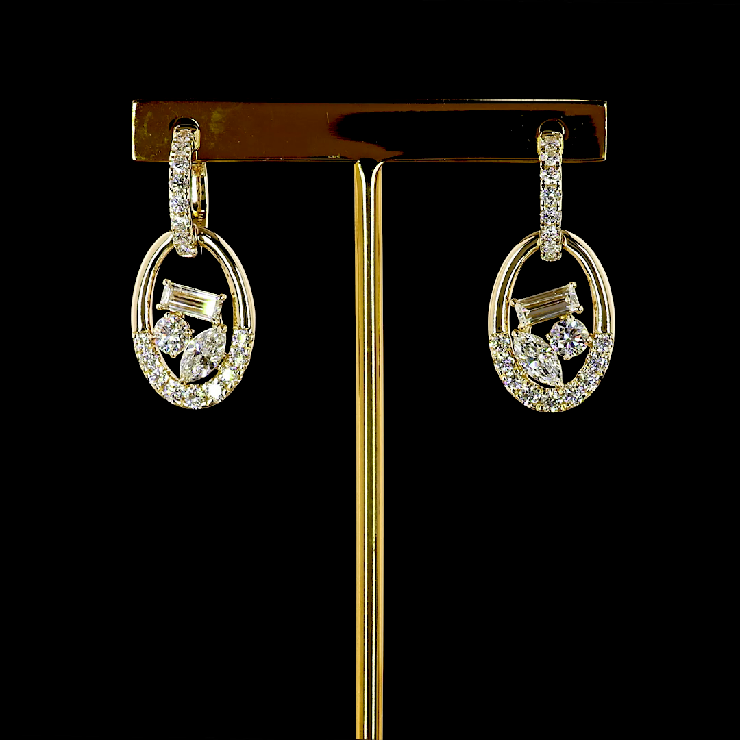 2.66 CTTW MIX Lab Grown Diamond Hanging Earring Size 28.82 (E Color and VS1 Clarity)