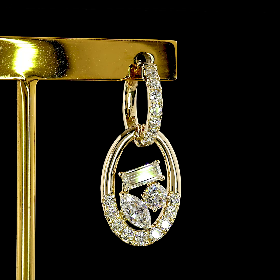2.66 CTTW MIX Lab Grown Diamond Hanging Earring Size 28.82 (E Color and VS1 Clarity)