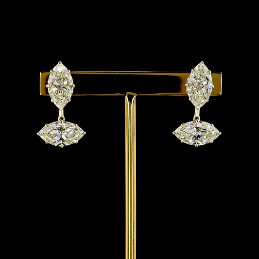 8.23 CTTW Marquise Lab Grown Diamond Hanging Earring Size 23.4 (E Color and VVS2 Clarity)