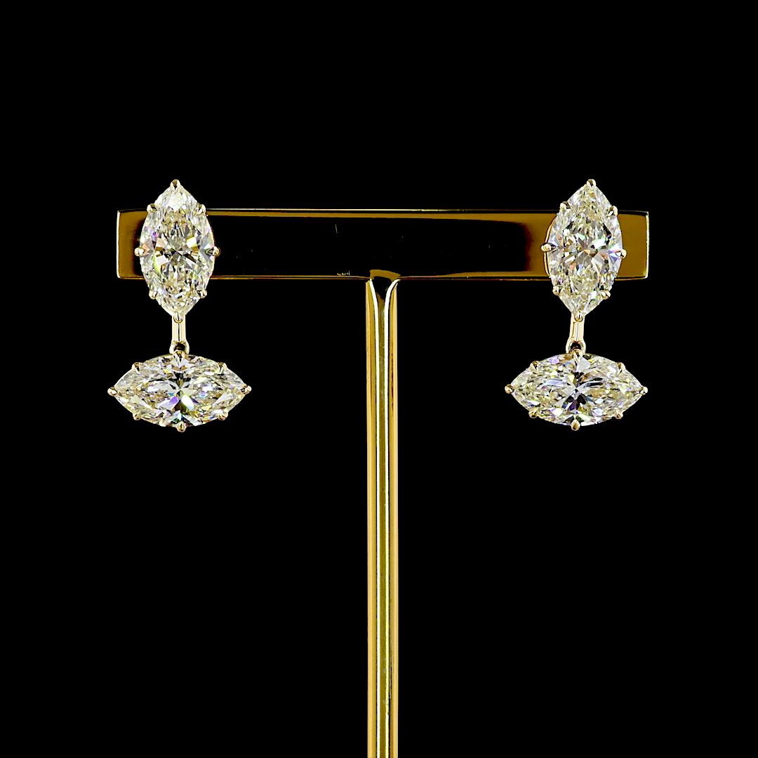 8.23 CTTW Marquise Lab Grown Diamond Hanging Earring Size 23.4 (E Color and VVS2 Clarity)