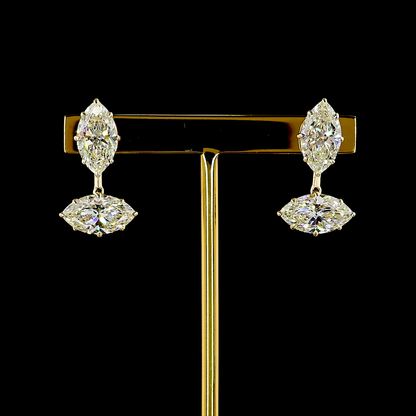 8.23 CTTW Marquise Lab Grown Diamond Hanging Earring Size 23.4 (E Color and VVS2 Clarity)