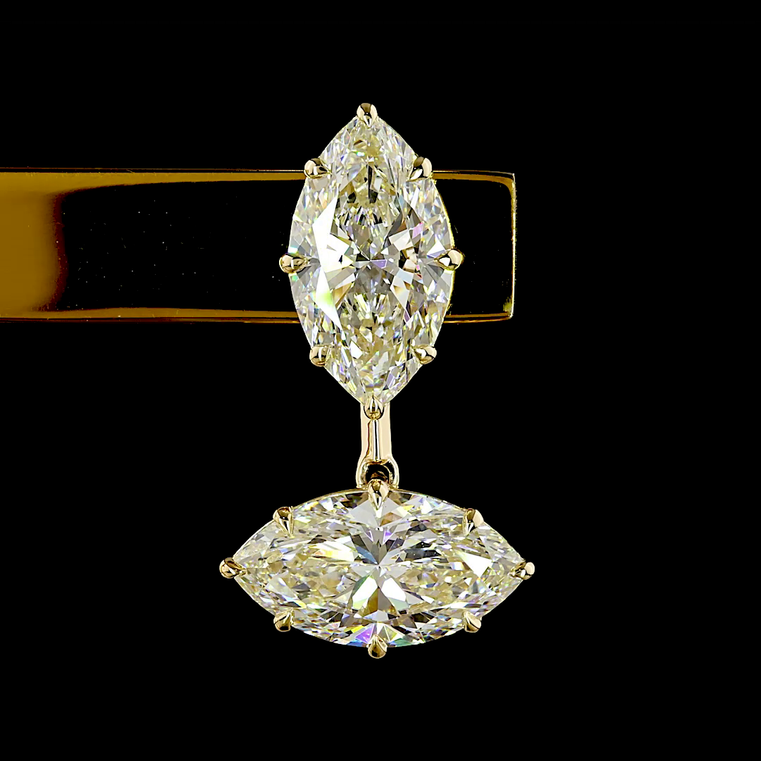 8.23 CTTW Marquise Lab Grown Diamond Hanging Earring Size 23.4 (E Color and VVS2 Clarity)
