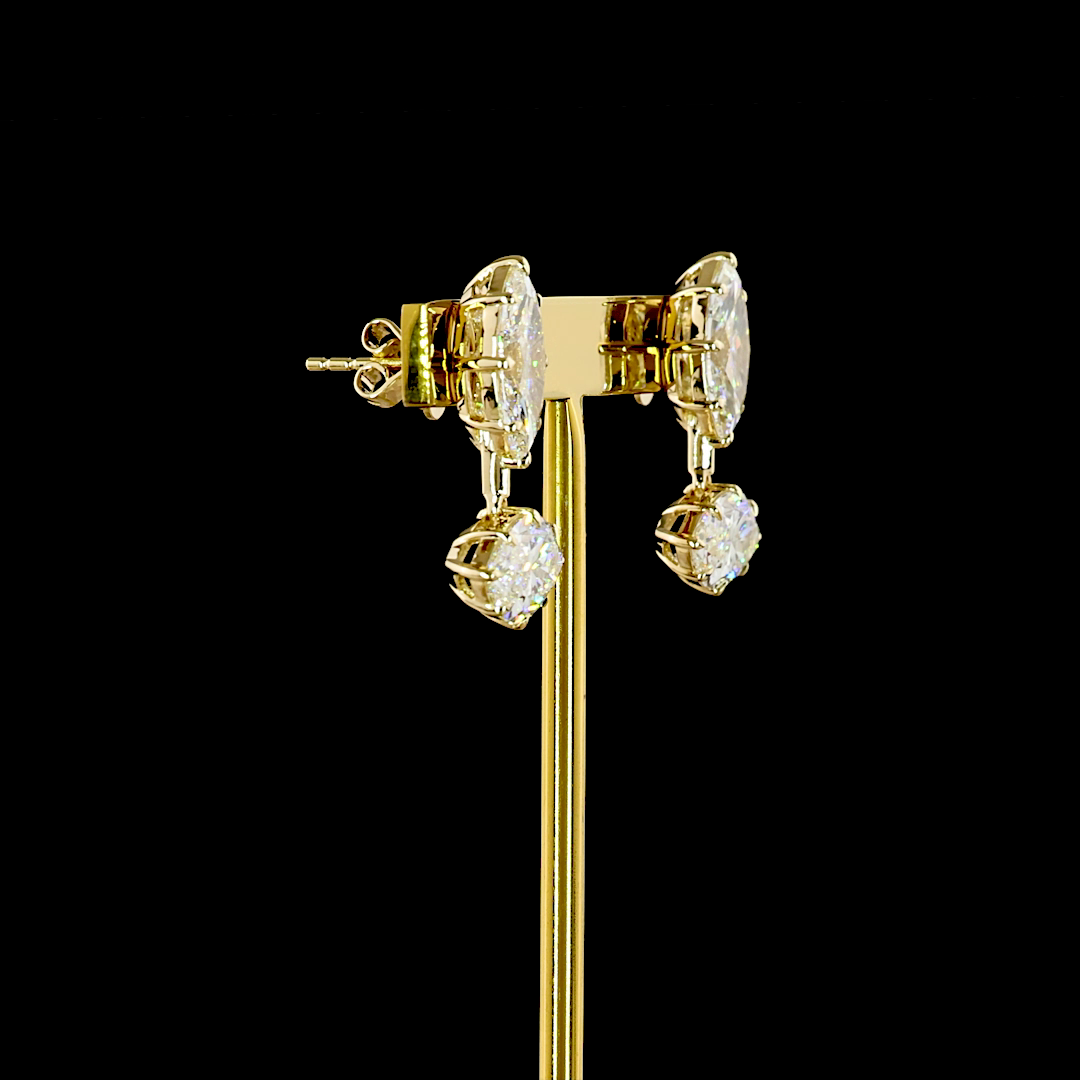 8.23 CTTW Marquise Lab Grown Diamond Hanging Earring Size 23.4 (E Color and VVS2 Clarity)