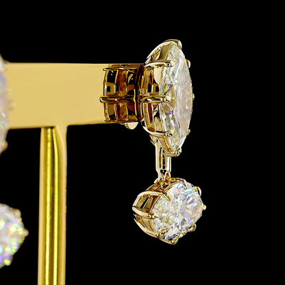 8.23 CTTW Marquise Lab Grown Diamond Hanging Earring Size 23.4 (E Color and VVS2 Clarity)