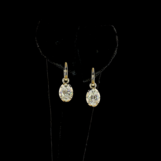 3.04 CTTW Oval Lab Grown Diamond Hanging Earring Size 22.95 (E Color and VS2 Clarity)
