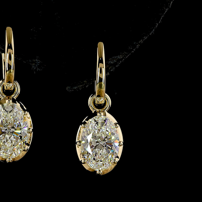 3.04 CTTW Oval Lab Grown Diamond Hanging Earring Size 22.95 (E Color and VS2 Clarity)