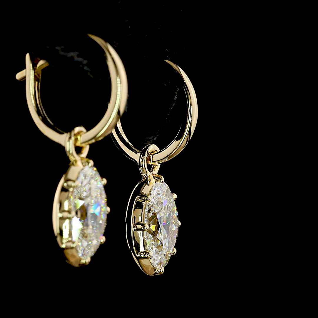 3.04 CTTW Oval Lab Grown Diamond Hanging Earring Size 22.95 (E Color and VS2 Clarity)
