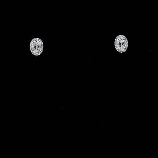 1.04 CTTW Oval Lab Grown Diamond Halo Studs Earring (E Color and VS1 Clarity)
