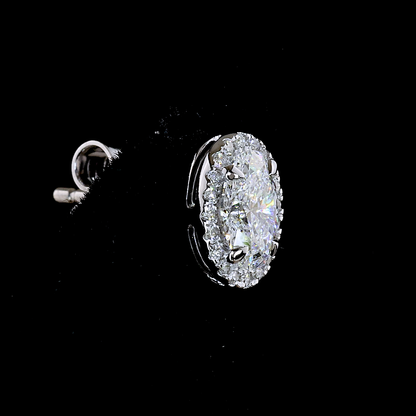 1.04 CTTW Oval Lab Grown Diamond Halo Studs Earring (E Color and VS1 Clarity)