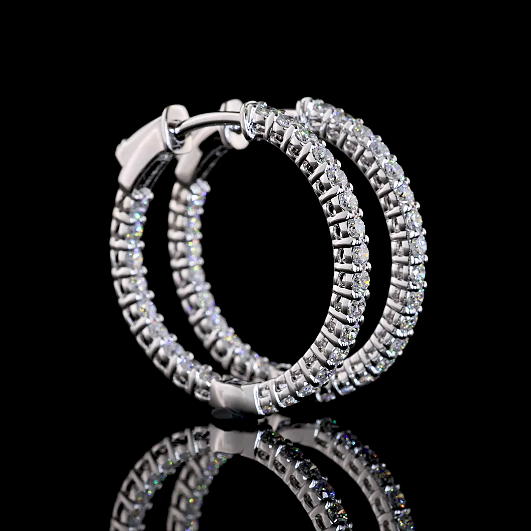 0.94 CTTW Round Lab Grown Diamond Hoops Earring 21.45mm (E Color and VS1 Clarity)