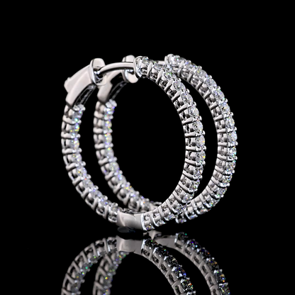 0.94 CTTW Round Lab Grown Diamond Hoops Earring 21.45mm (E Color and VS1 Clarity)
