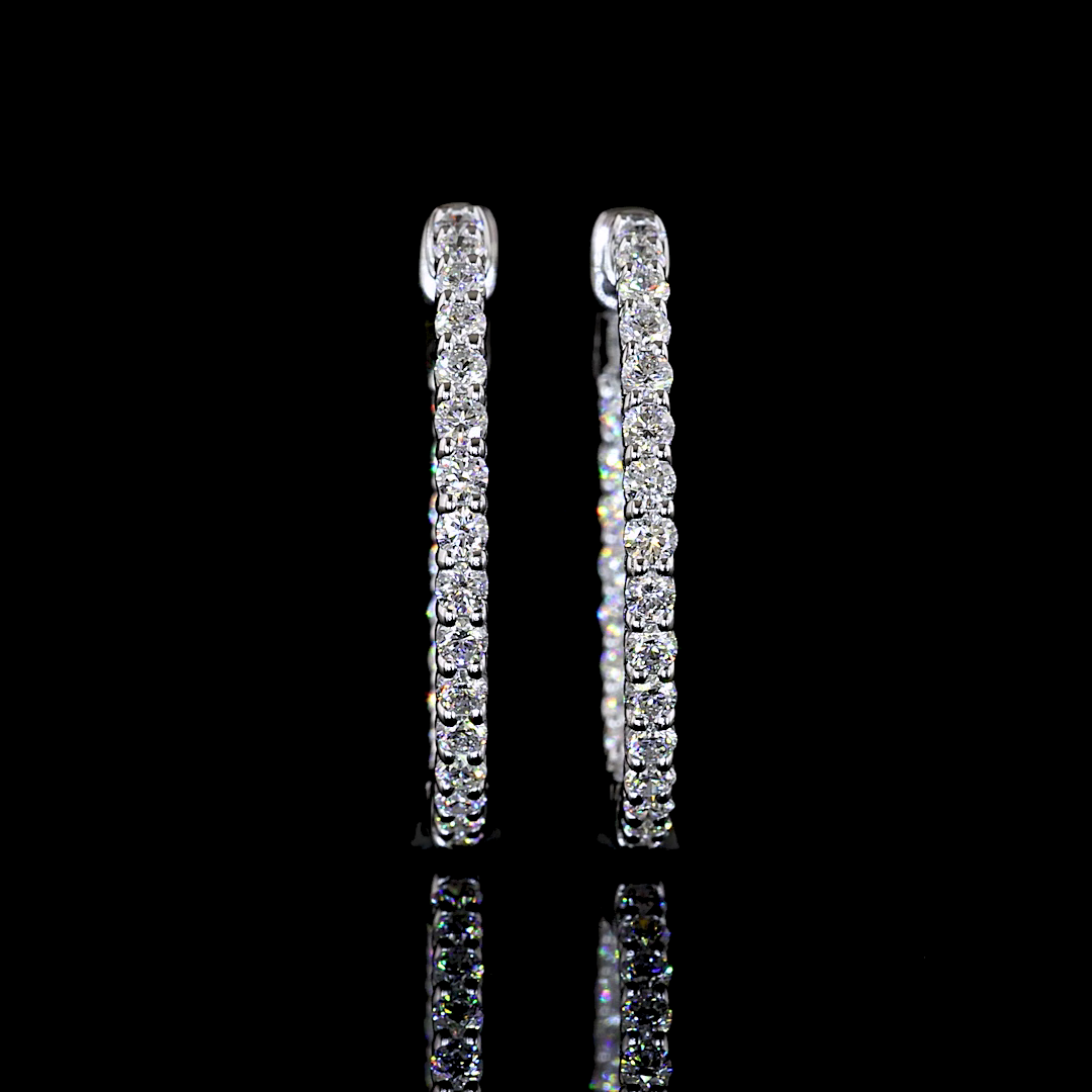 0.94 CTTW Round Lab Grown Diamond Hoops Earring 21.45mm (E Color and VS1 Clarity)