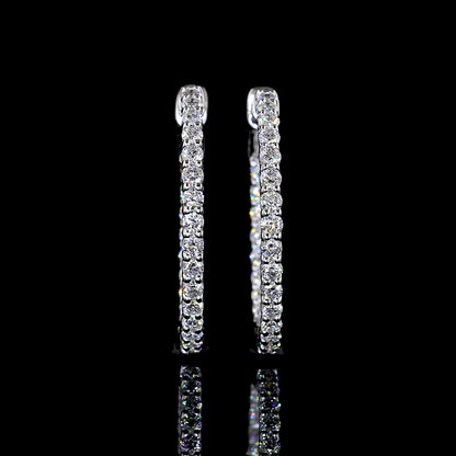 0.95 CTTW Round Lab Grown Diamond Hoops Earring 21.45mm (E Color and VS1 Clarity)
