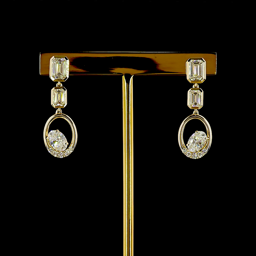 3.12 CTTW MIX Lab Grown Diamond Hanging Earring Size 28.82 (E Color and VS1 Clarity)