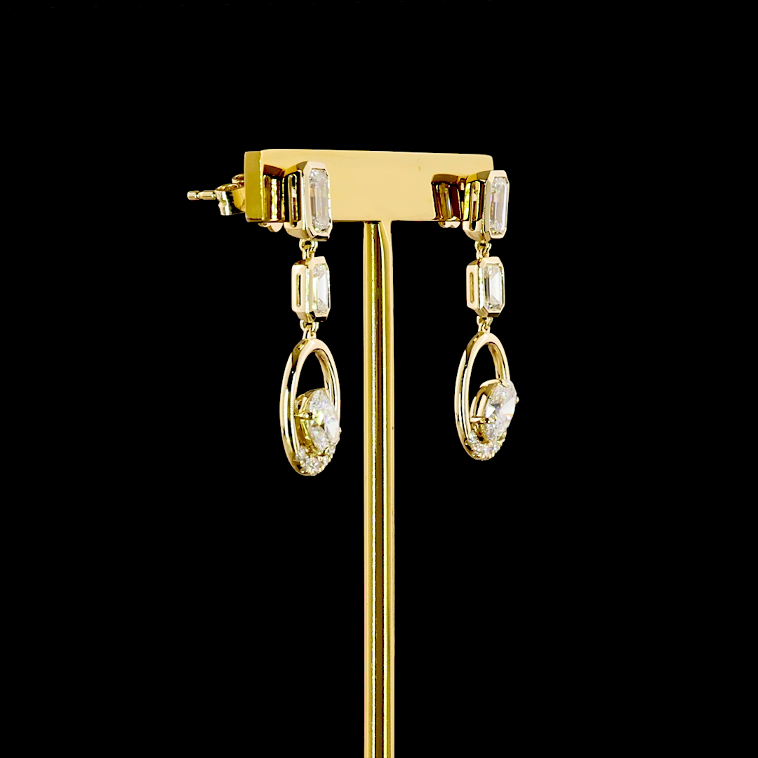 3.12 CTTW MIX Lab Grown Diamond Hanging Earring Size 28.82 (E Color and VS1 Clarity)