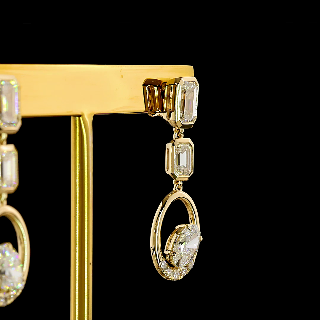 3.12 CTTW MIX Lab Grown Diamond Hanging Earring Size 28.82 (E Color and VS1 Clarity)