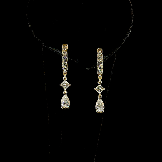 1.37 CTTW MIX Lab Grown Diamond Hanging Earring Size 27.22 (E Color and VS1 Clarity)