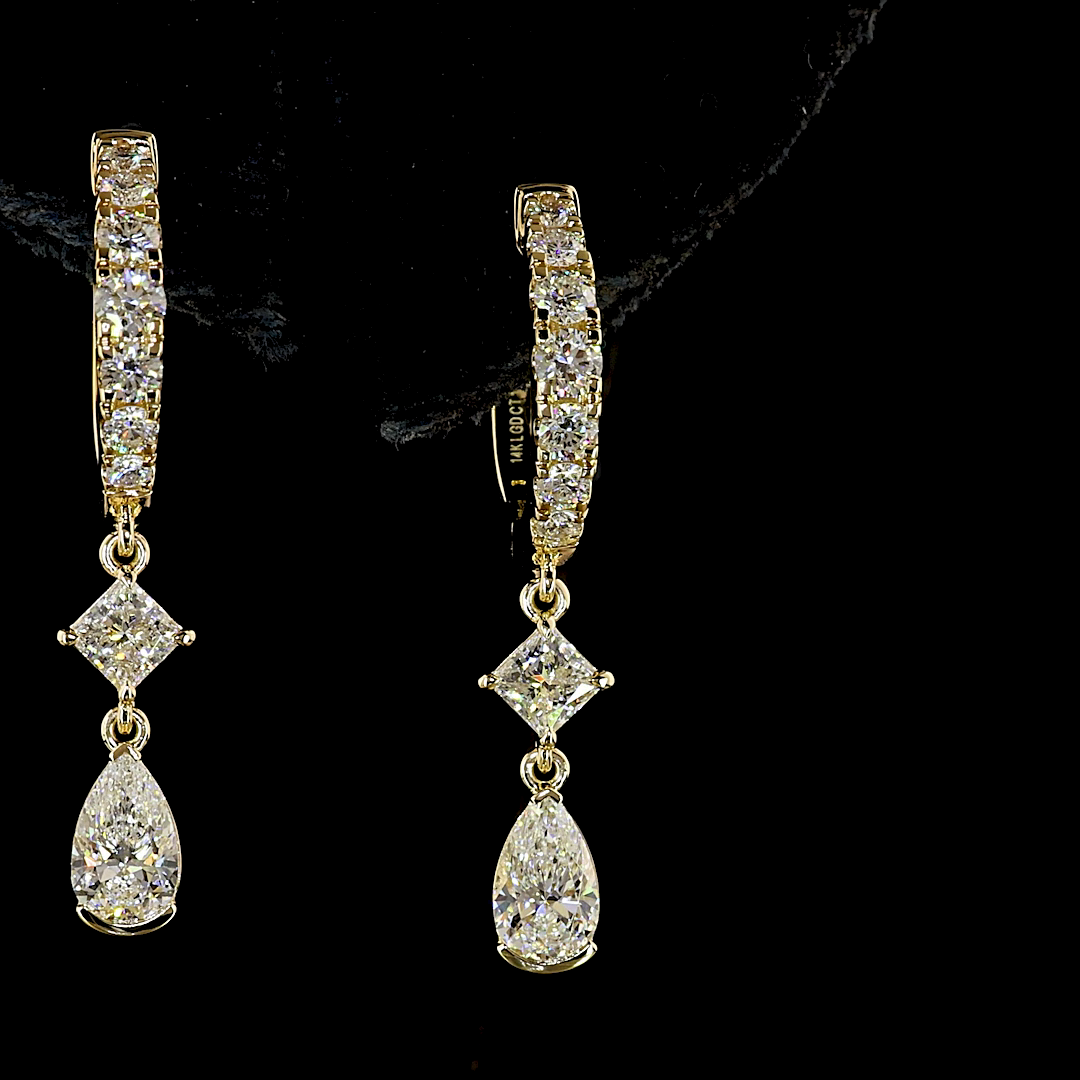 1.37 CTTW MIX Lab Grown Diamond Hanging Earring Size 27.22 (E Color and VS1 Clarity)