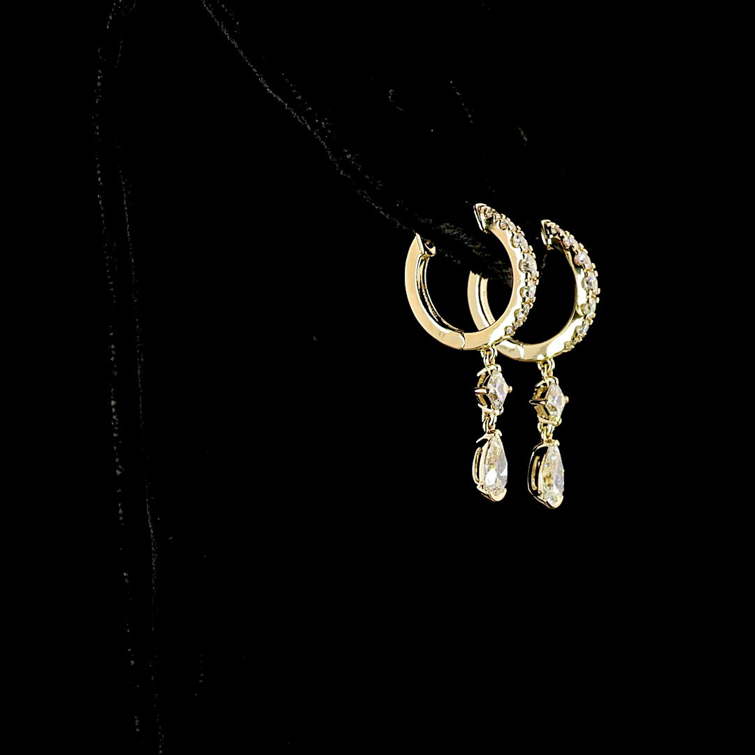 1.37 CTTW MIX Lab Grown Diamond Hanging Earring Size 27.22 (E Color and VS1 Clarity)