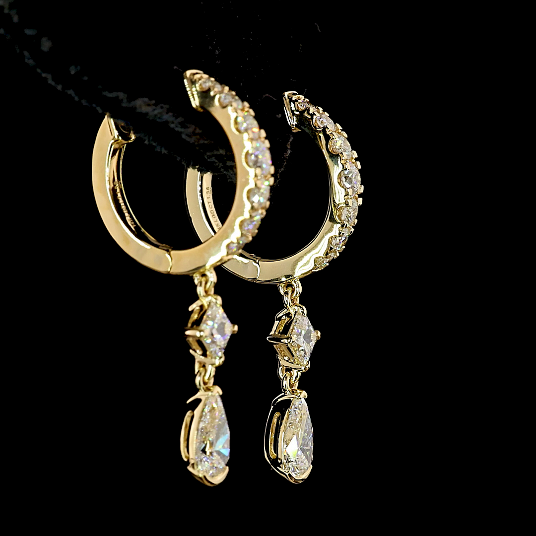 1.37 CTTW MIX Lab Grown Diamond Hanging Earring Size 27.22 (E Color and VS1 Clarity)