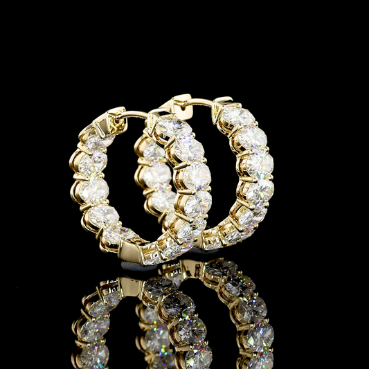 5.17 CTTW Oval Lab Diamond Huggies Earring 19mm 14k Yellow Gold F Color and VS1 Clarity jewelry-spot-usa