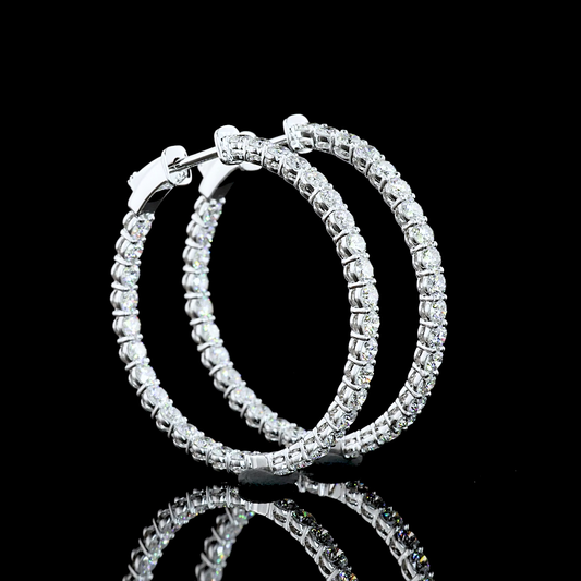 2.09 CTTW Round Lab Diamond Hoops Earring 14k White Gold (F/E Color and VS2/VS1 Clarity)