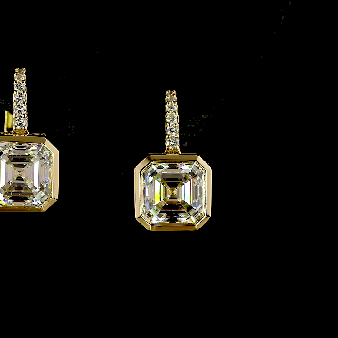 3.12 CTTW Asscher Lab Grown Diamond Hanging Earring (F Color and VVS2 Clarity)