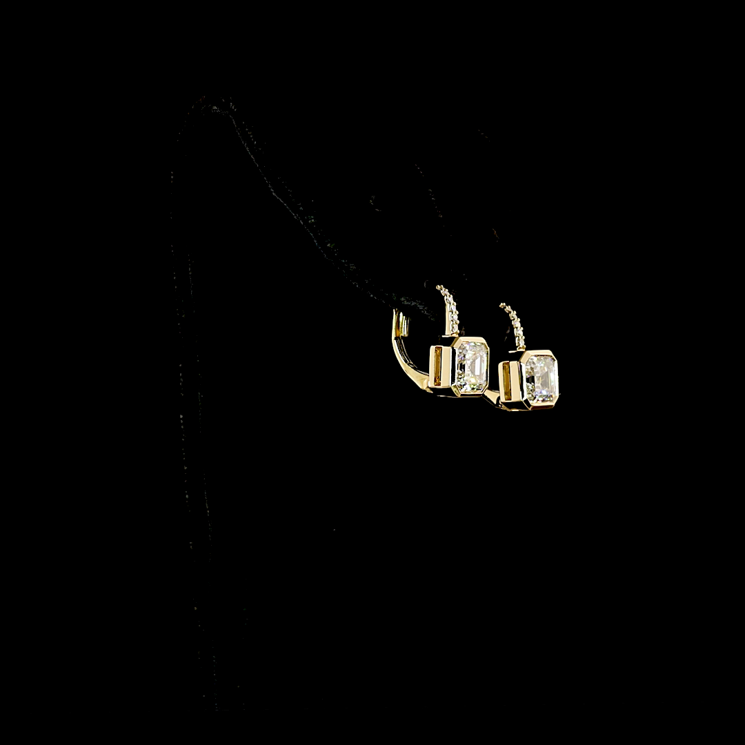 3.12 CTTW Asscher Lab Grown Diamond Hanging Earring (F Color and VVS2 Clarity)